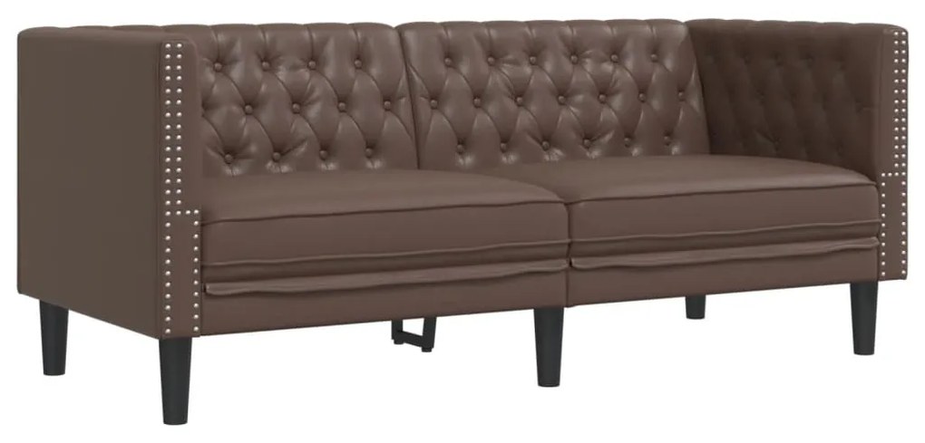 vidaXL 2 személyes barna műbőr Chesterfield kanapé