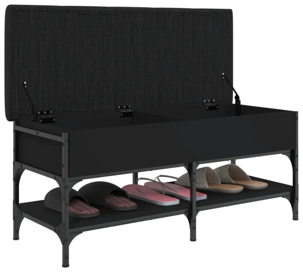 fekete szerelt fa cipőtároló pad 102 x 42 x 45 cm