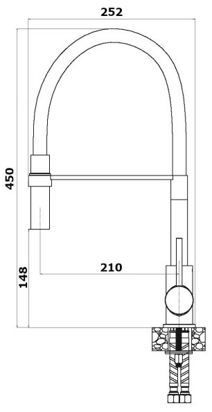 ALVEUS 1129024 - ELIA 45 cm flexibilis karos mosogató csaptelep, króm/fekete