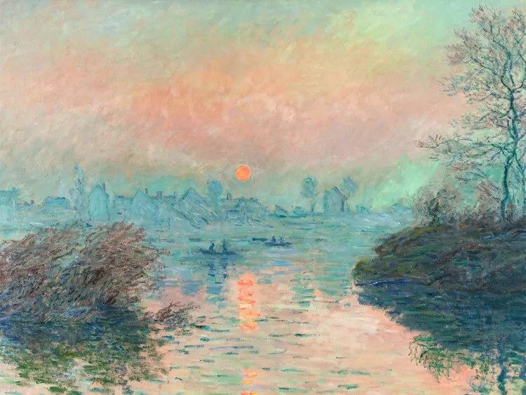 Reprodukció Setting Sun on the Seine, Claude Monet