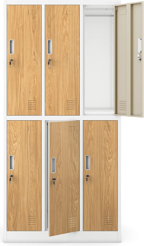 Szociális munkásszekrény fehér/arany tölgy: Eco Design 6 ajtós IGOR