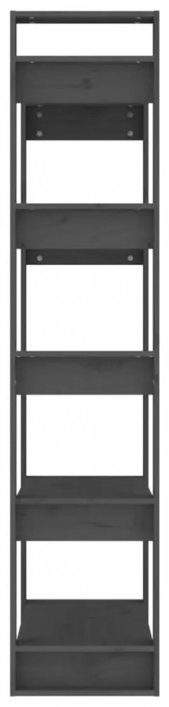 szürke tömör fa könyvszekrény/térelválasztó 80 x 35 x 160 cm