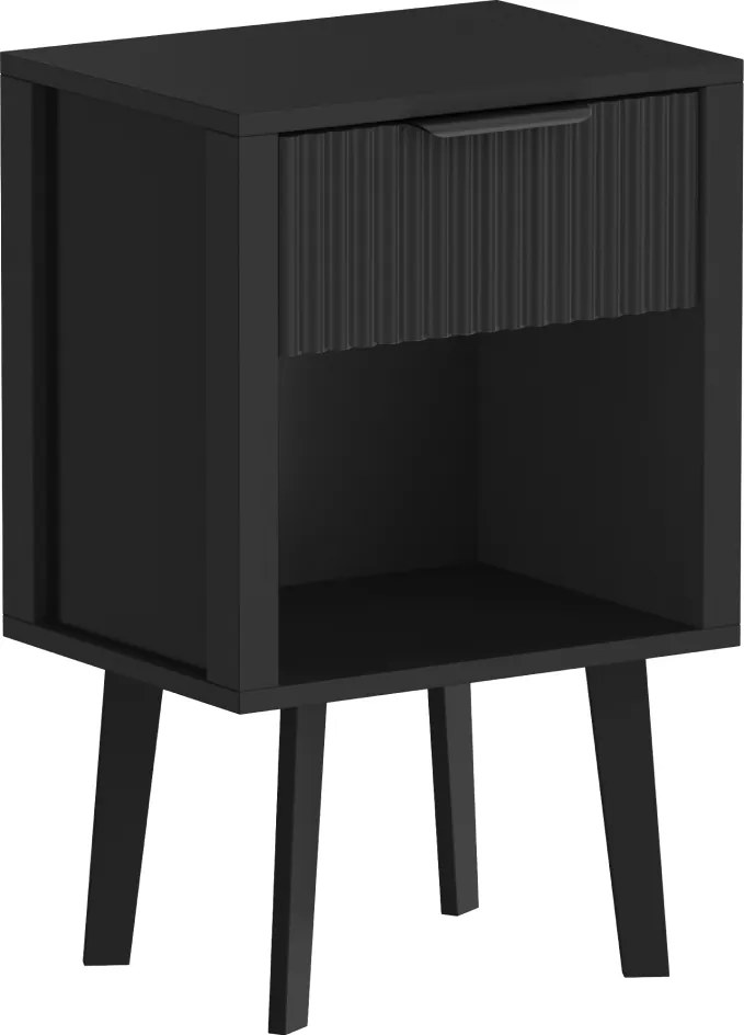 Éjjeliszekrény, fekete, TOBI