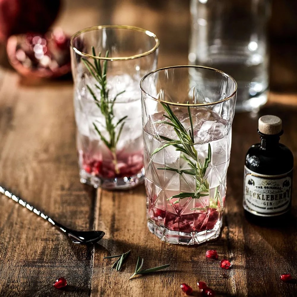 UPSCALE long drink pohár arany szegéllyel 460ml