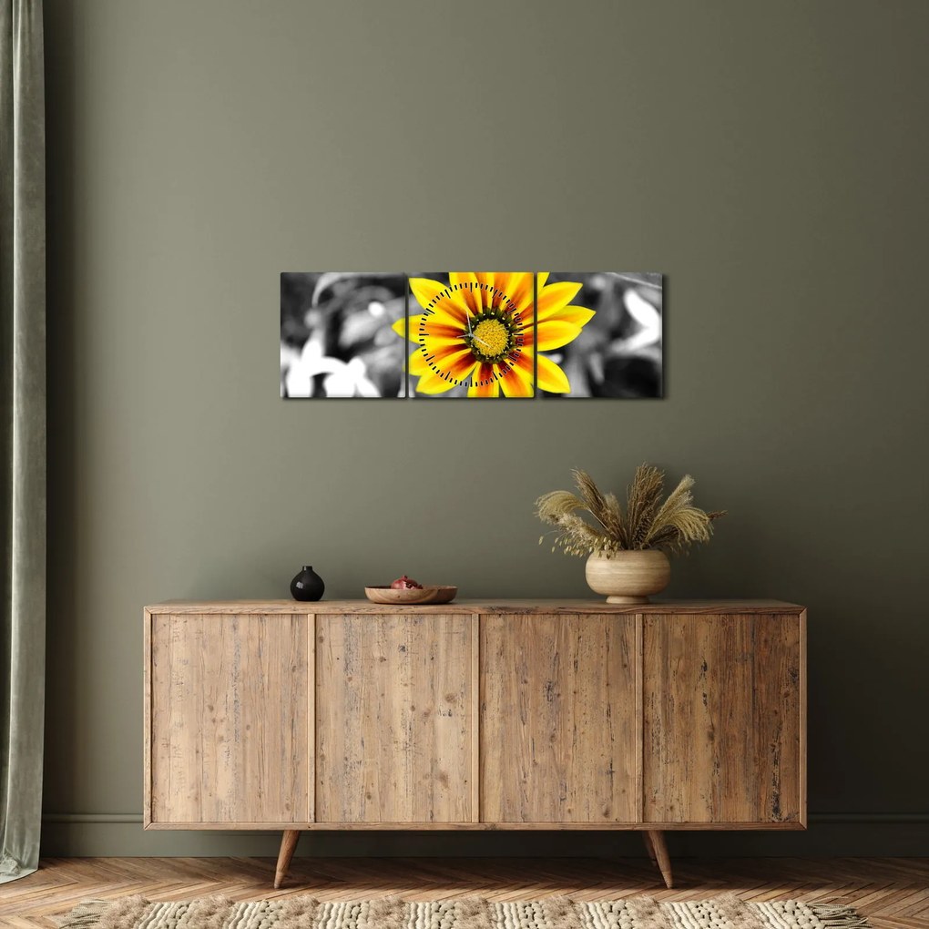 Sárga virágok képe (órával) (90x30 cm)