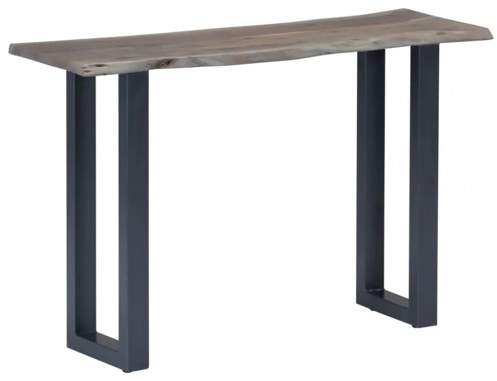 szürke tömör akácfa és fém tálalóasztal 115 x 35 x 76 cm