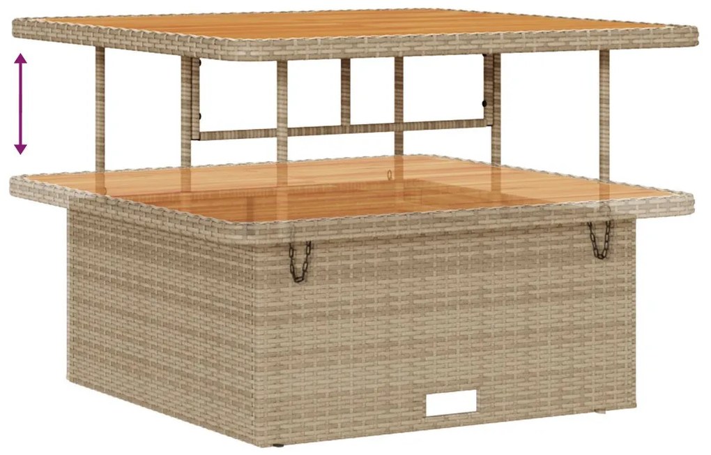 11 darabos kertiszófa szett párnákkal Bézs Poli Rattan Akácia, 2 üléses kertiszófa tárolóval és párnákkal Bézs Poli Rattan, 3 darabos kert étkező szett párnákkal Bézs Poli Rattan Akácia