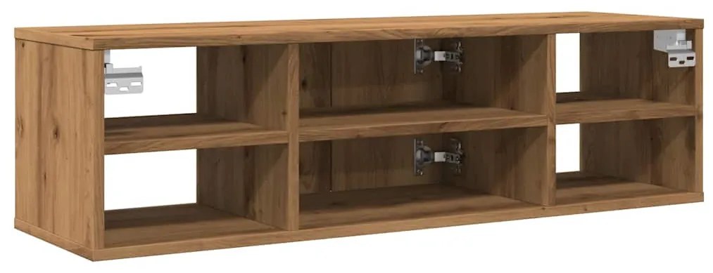 kézműves tölgy színű szerelt fa faliszekrény 101x30x29 cm