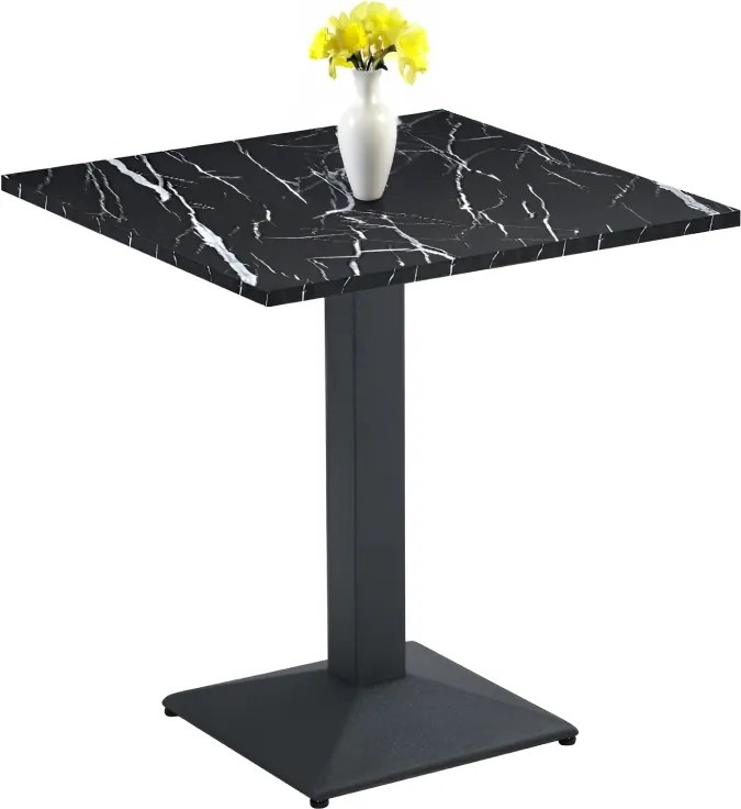 Bisztró asztal, fekete márvány/fekete, 70x70 cm, RINALDO TYP 1