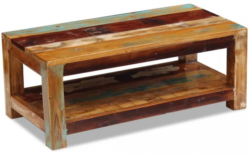 tömör újrahasznosított fa dohányzóasztal 90 x 45 x 35 cm