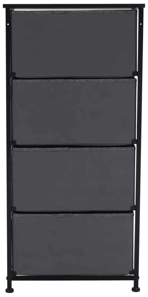 PALMERA szekrény szövet fiókokkal, fekete