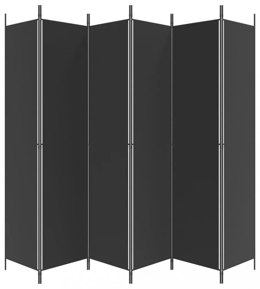 6 paneles fekete szövet térelválasztó 300x220 cm