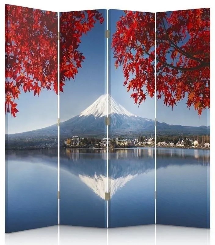Gario Paraván Fuji és piros levelek Méret: 145 x 170 cm, Kivitelezés: Klasszikus paraván