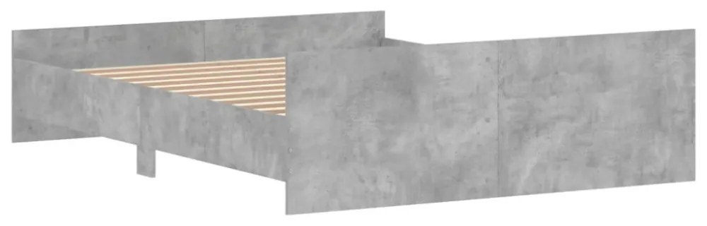 betonszürke ágykeret fej- és lábtámlával 150 x 200 cm