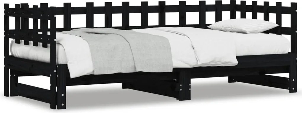 vidaXL tömör fa kihúzható nappali ágy matrac nélkül 2x(90x190) cm