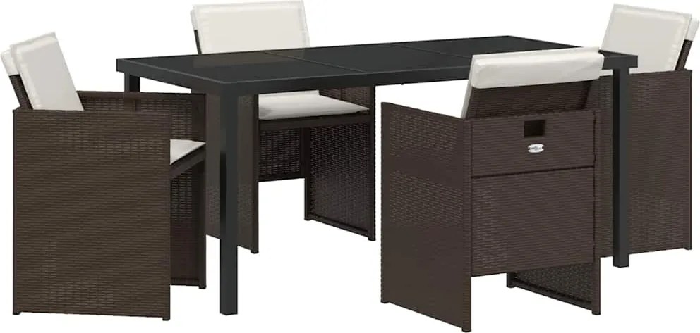 vidaXL Kert étkező szett 5 pcs Barna polirattan