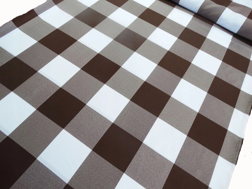 Mg Tk asztalterítő Monia Kockás 8x8 Barna minőségi lengyel 0,5m