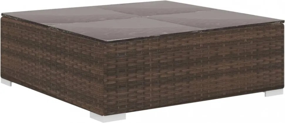 11 részes barna polyrattan kerti bútorszett párnákkal