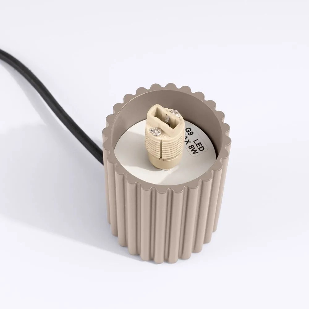 Szürkésbarna asztali lámpa üveg búrával (magasság 19 cm) Orbital – Sollux