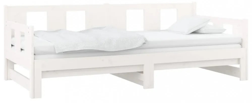 fehér tömör fenyőfa kihúzható kanapéágy 2 x (80 x 200) cm