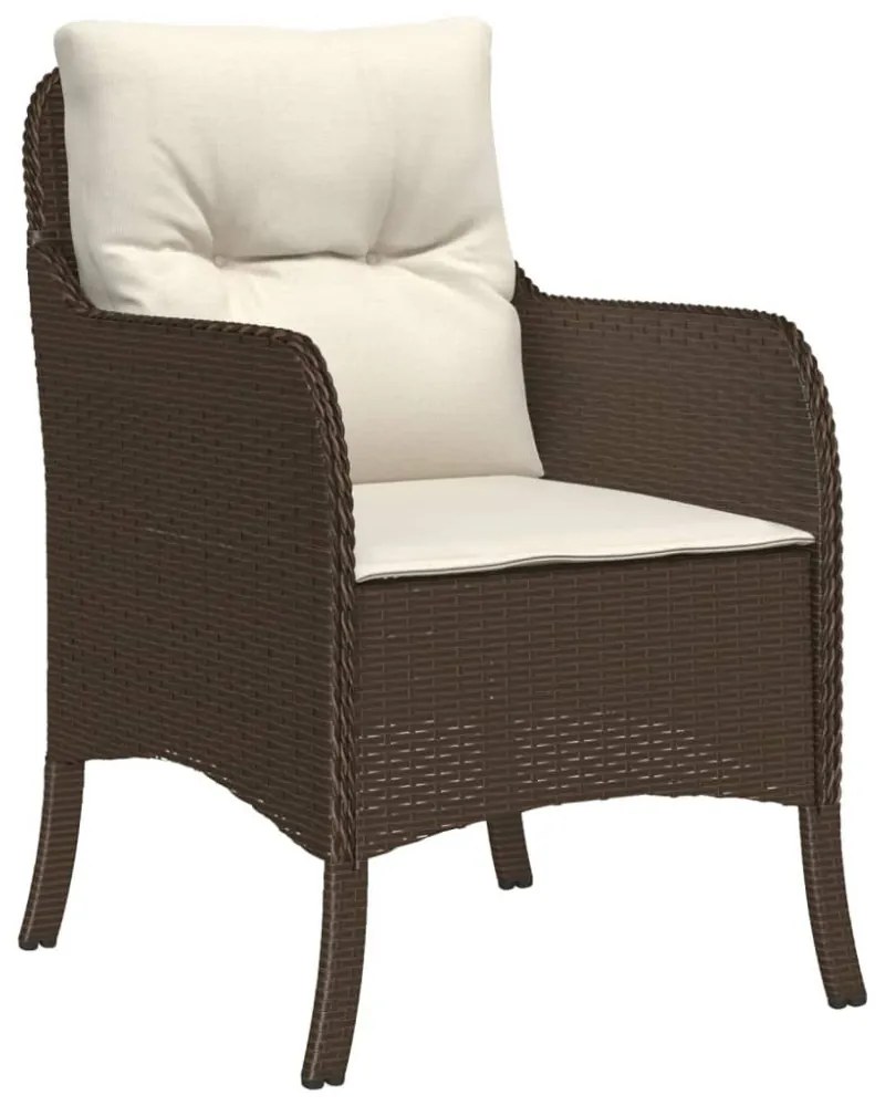 2 db barna polyrattan kerti szék párnával