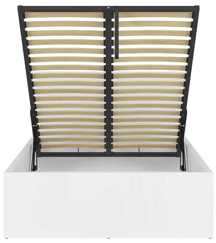 Egyszemélyes ágy 120 cm Tetrix 6 (fényes fehér) (ágyráccsal) (tárolóhellyel). 1098485