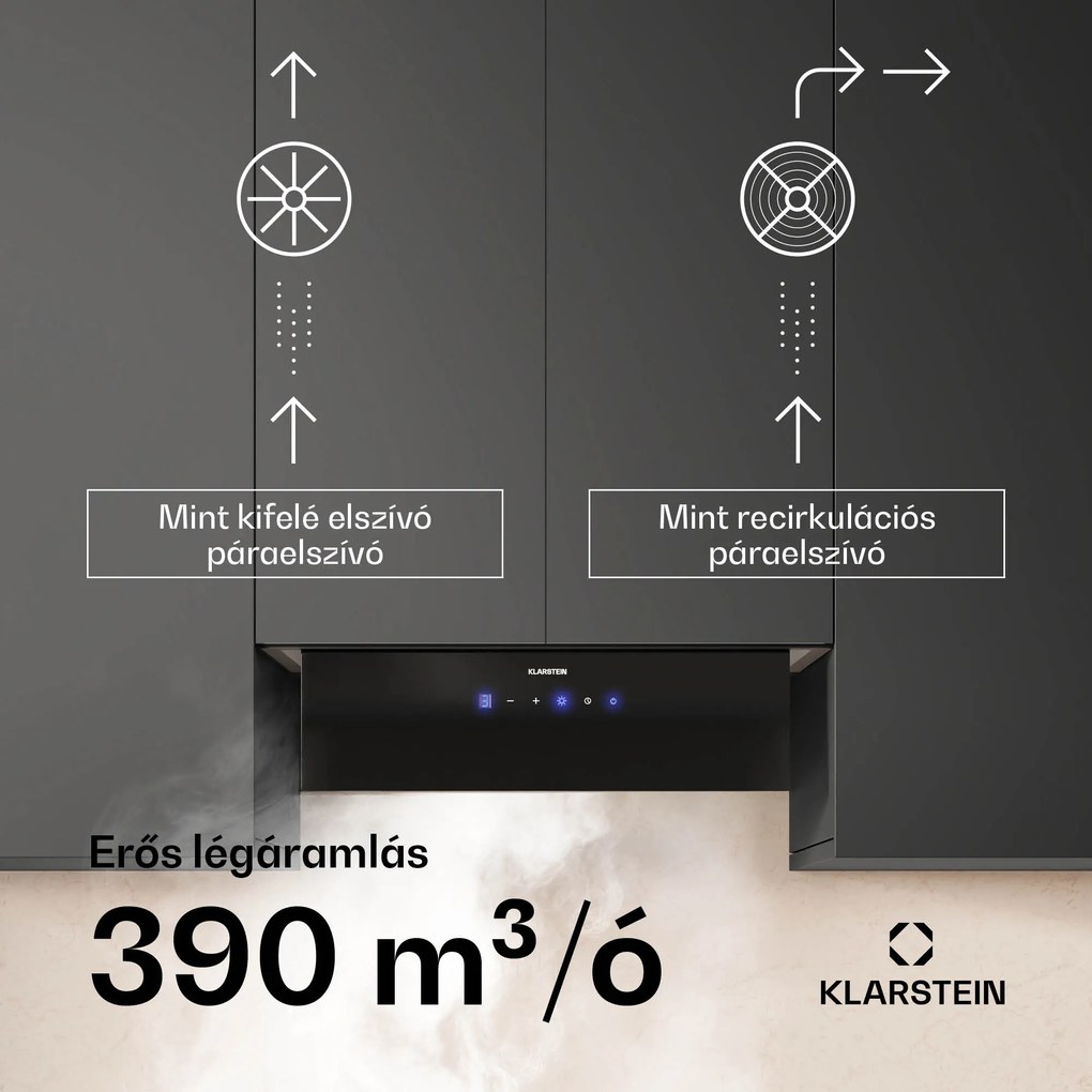 Klarstein Ventimate páraelszívó, érintéses vezérlés, elszívás/keringtetés, EEK A+, 3 szint, LED, csendes