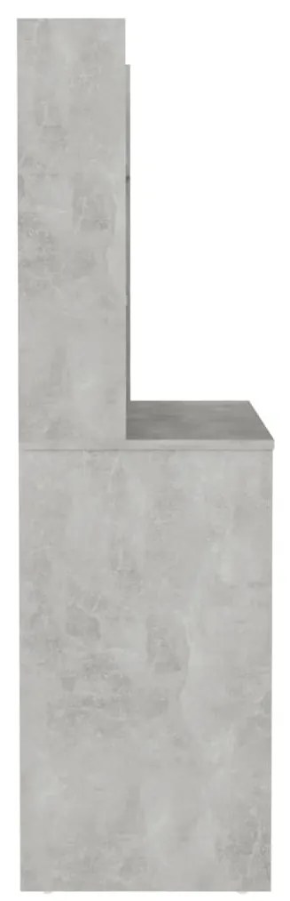 betonszürke LED-es MDF sminkasztal 100 x 40 x 135 cm