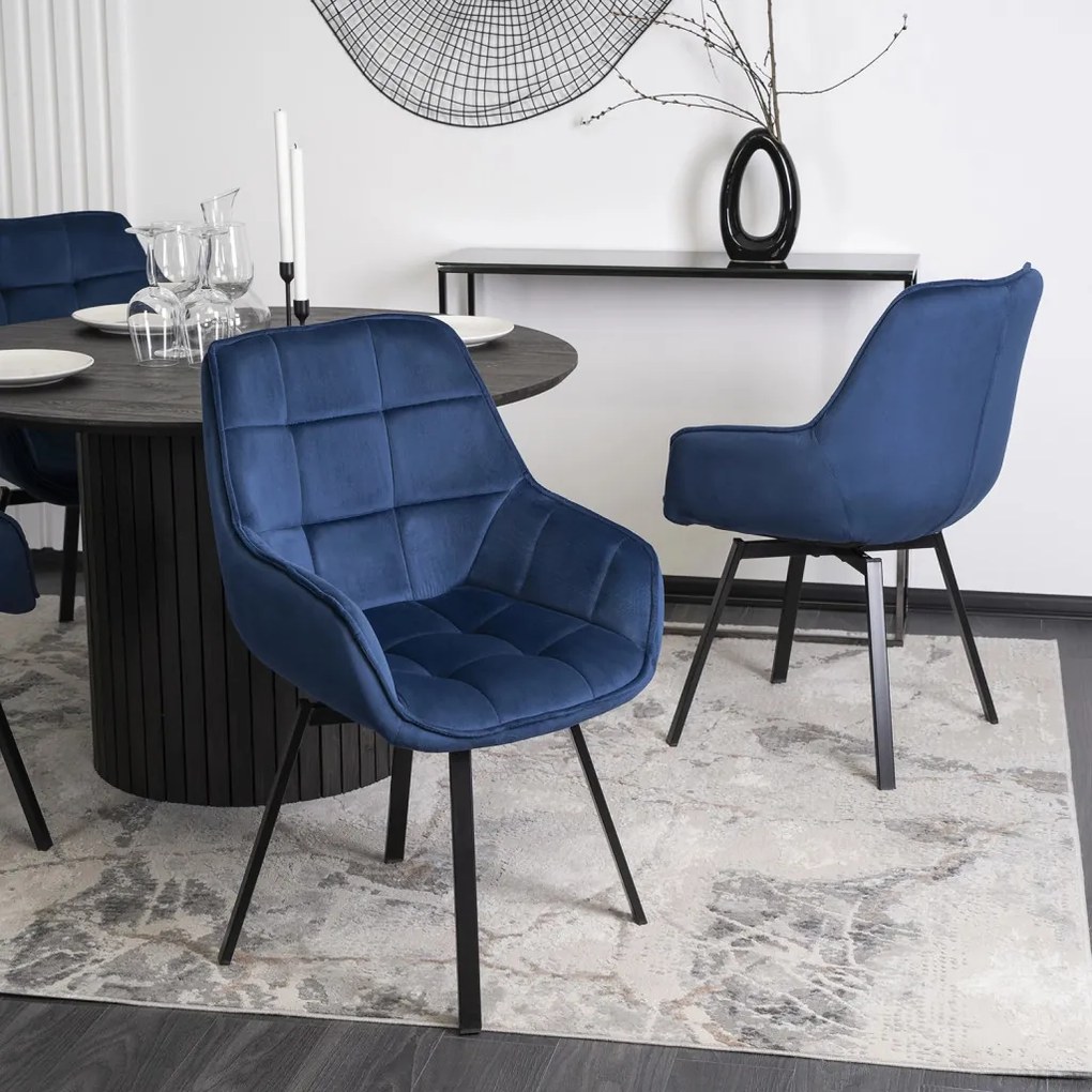 Krzesło Obrotowe LUNA Granatowe Welurowe