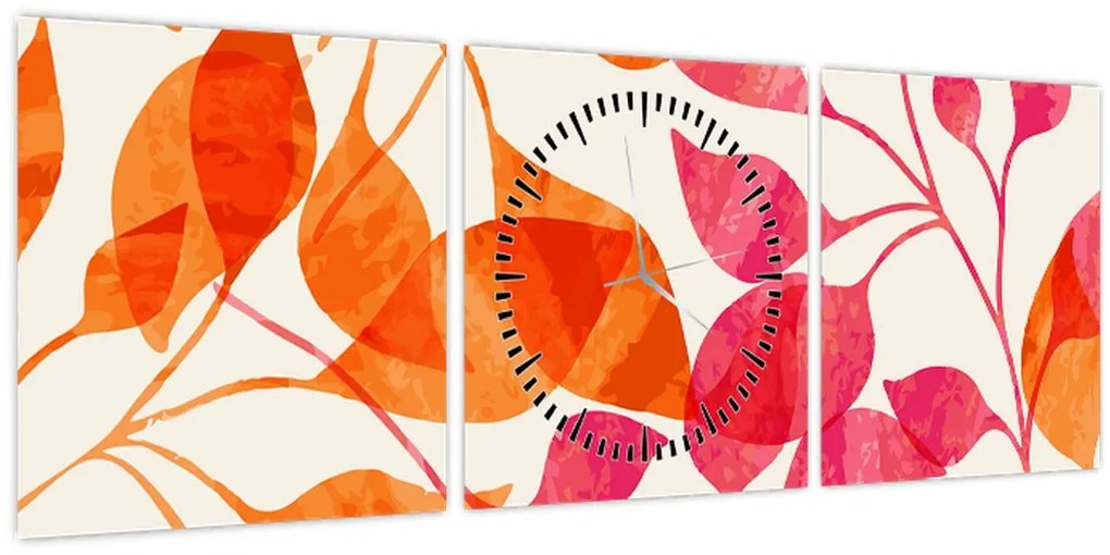 Kép - Narancssárga levelek (órával) (90x30 cm)