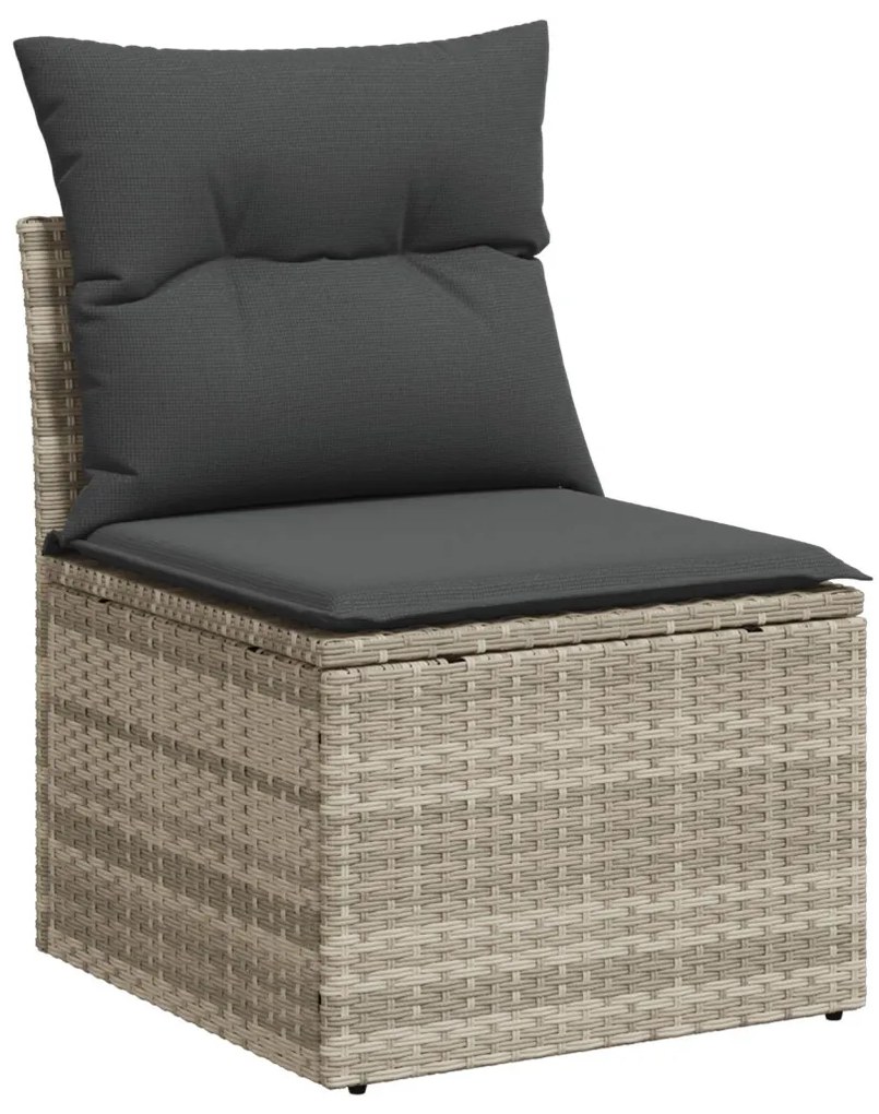8 részes kerti étkezőszett párnákkal világosszürke polyrattan