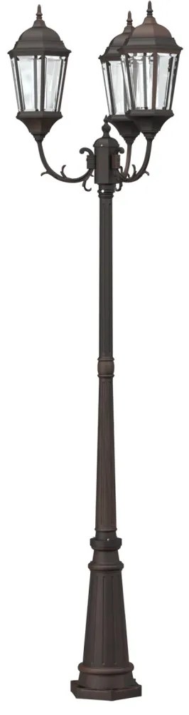 Kerti lámpa poszt 3-lámpás E27 Bronz 235 cm Alumínium