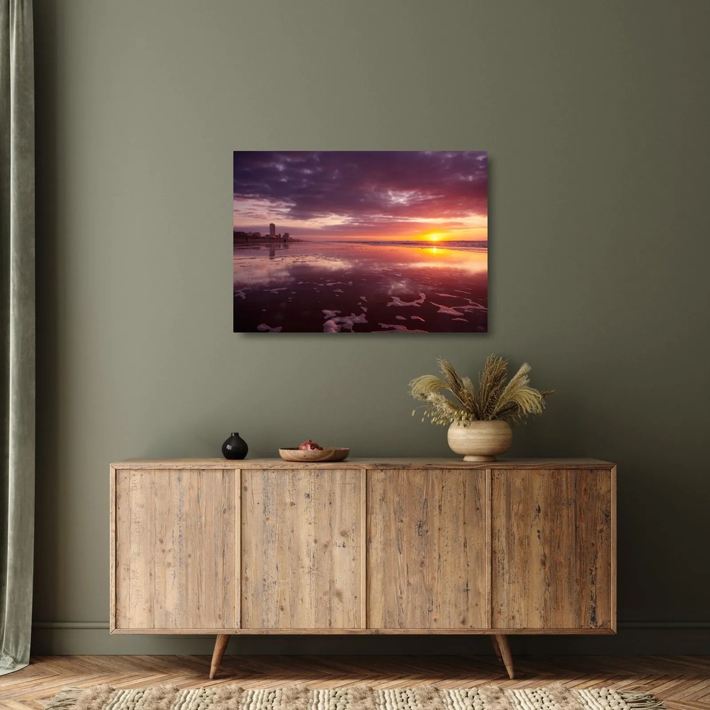 Üveg kép - Strand naplementében (70x50 cm)