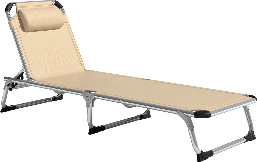 Outsunny Összecsukható Napozóágy Párnával Ergonomikus Hátmasszázs Állítható Háttal 120 kg Terhelhetőséggel Kerti, Teraszi, Úszómedences, Strandhasznál