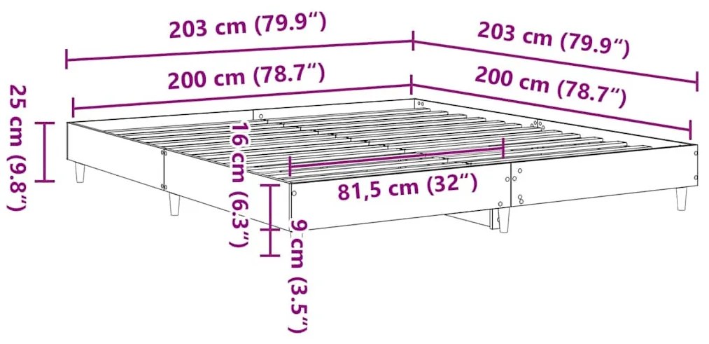 kézműves tölgy szerelt fa ágykeret matrac nélkül 200x200 cm