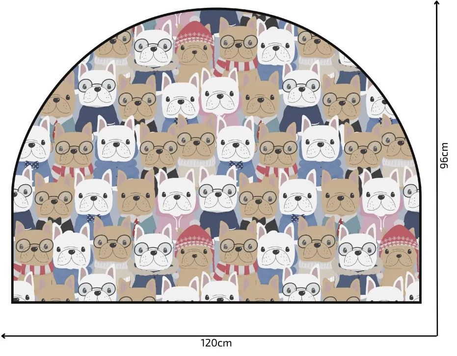 PIPPER. Védő textil falmatrica – Ív – Bulldogok Méret: 83x60cm, Indíték: névvel