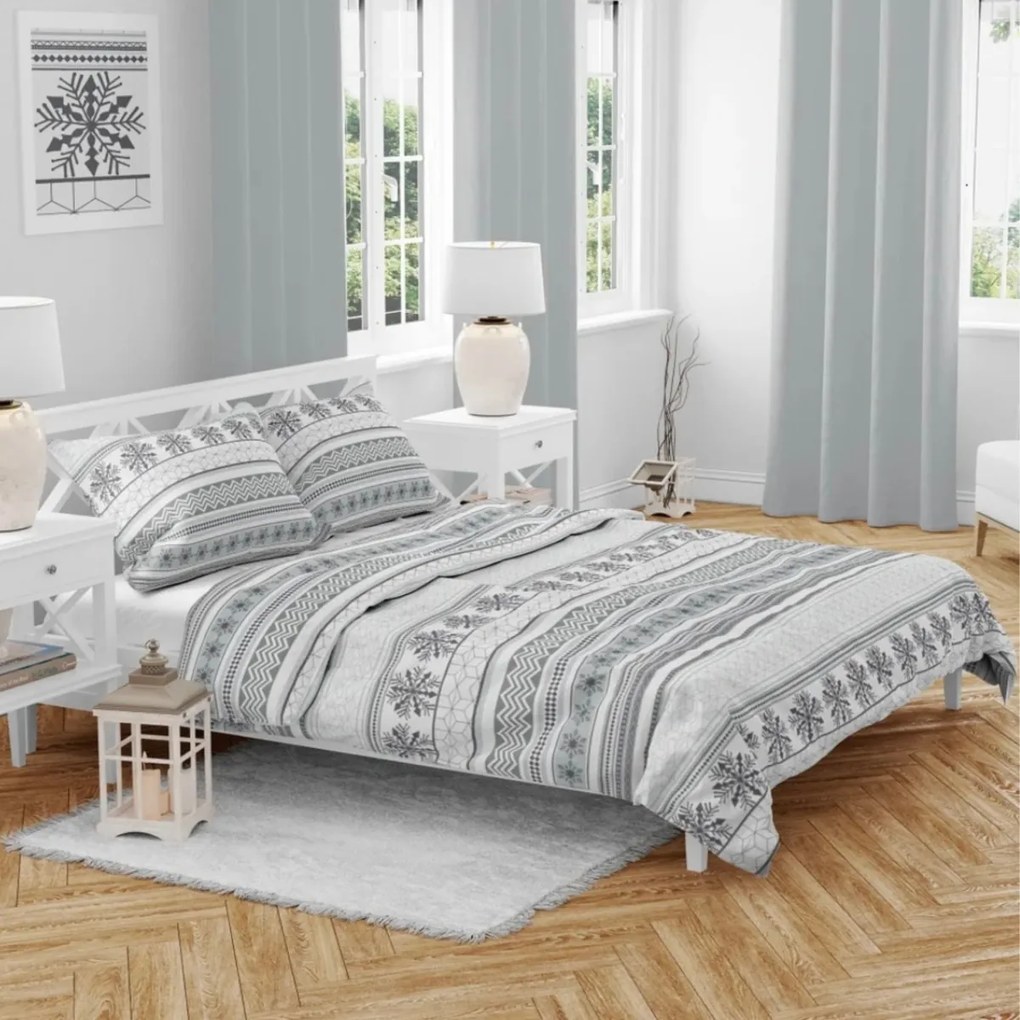 Karácsonyi szürke Winter pamut ágyneműhuzat TiaHome - 1x Párna 90x70cm, 1x Paplan 140x200cm