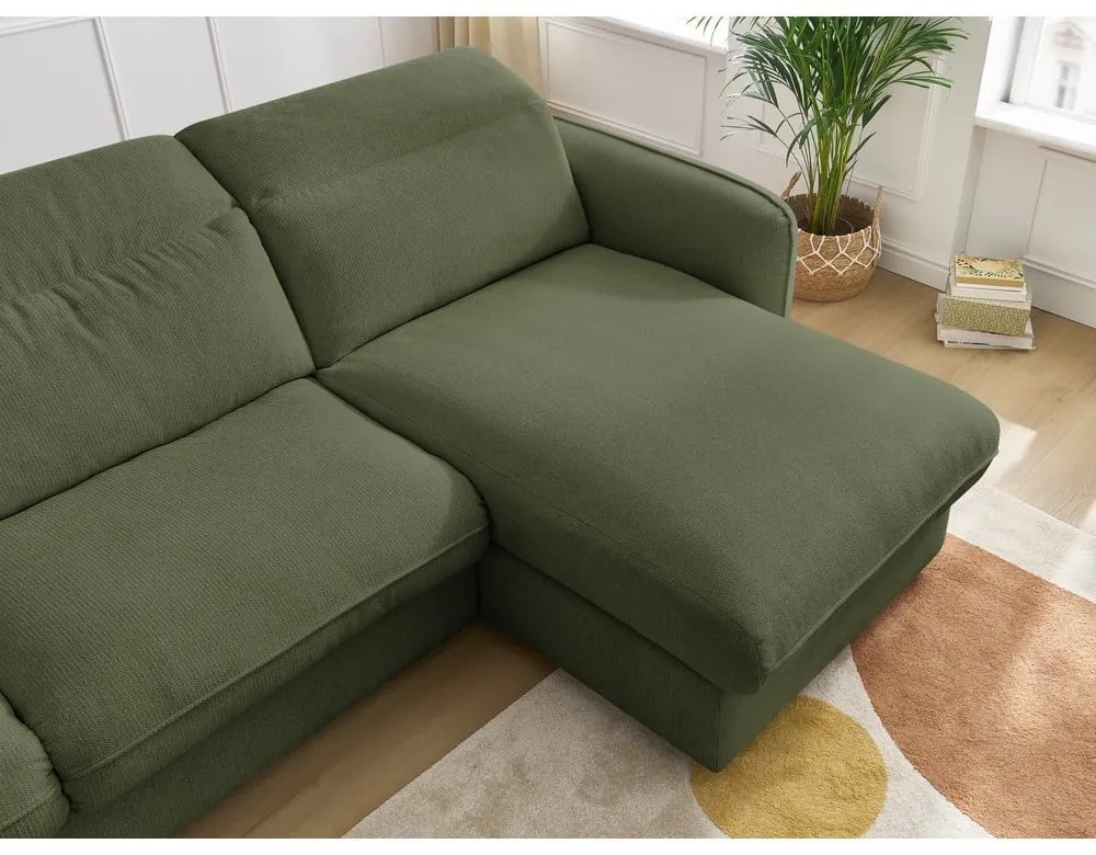 Zöld kinyitható sarokkanapé (variálható) Achille – Bobochic Paris