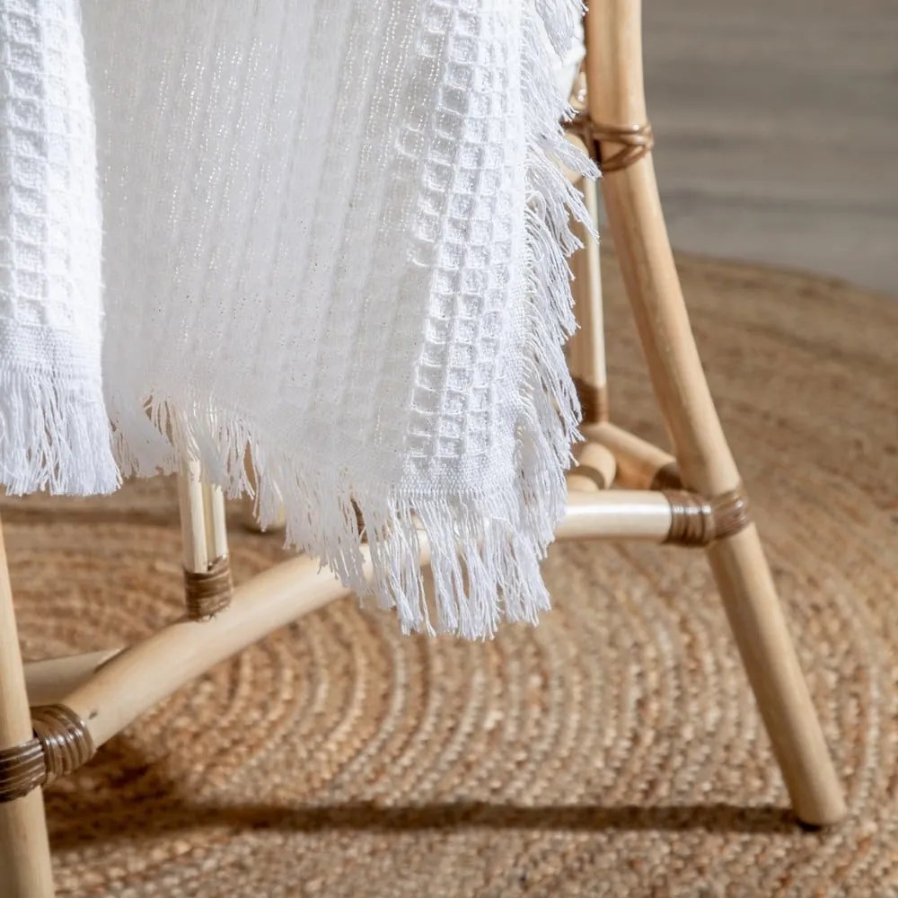 Fehér újrahasznosított pamut ágytakaró 260x280 cm Honeycomb – Ixia