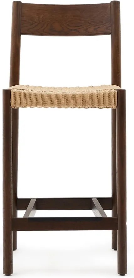 Barna-natúr színű tölgyfa bárszék (ülésmagasság 65 cm) Yalia – Kave Home