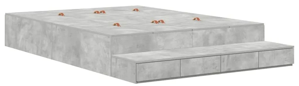 Ágykeret tárolóval Beton Szürke 236.5 x 140 x 31.5 cm Faanyag