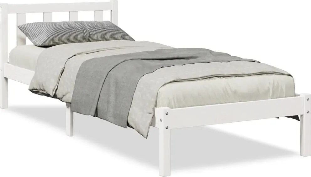 vidaXL fehér tömör fenyő extra hosszú ágykeret matrac nélkül 90x220 cm