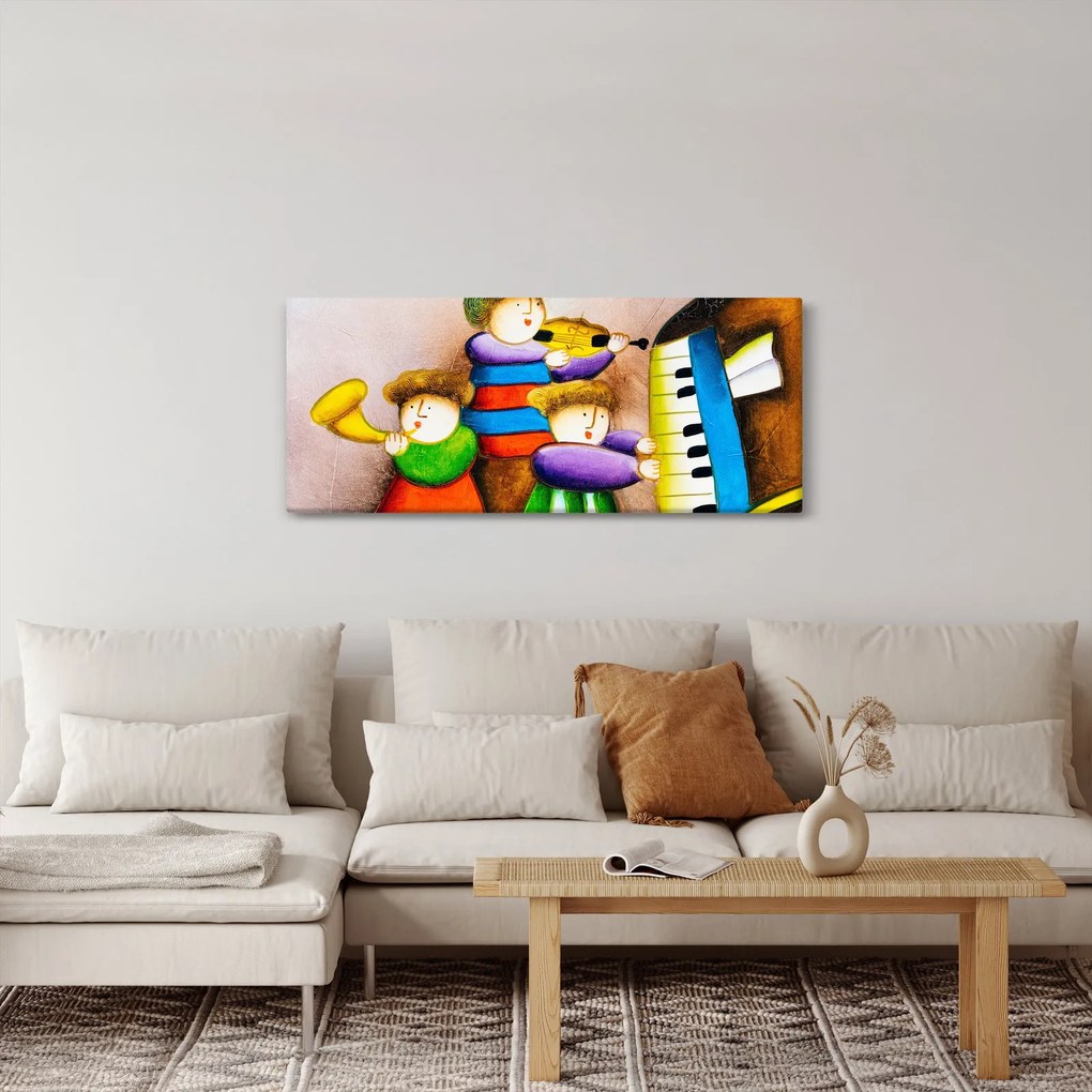 Kép - Zenészek, festmény (120x50 cm)