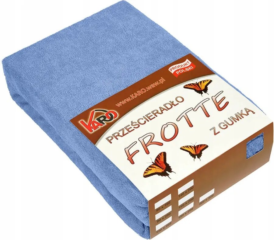 Gumis frottír lepedő 80x200 kék Karo
