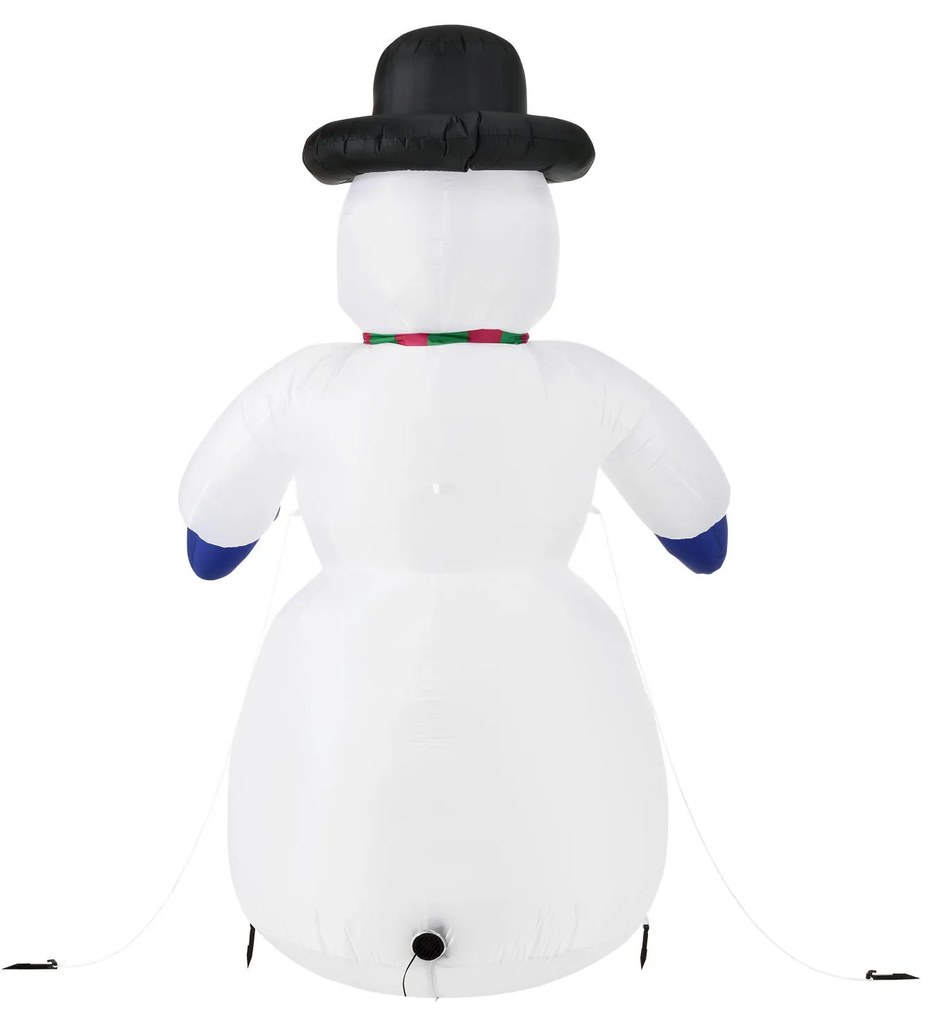 XXL Hóember beépített fúvórendszerrel, 20 LED diódával, 6 cövekkel és 3 kötéllel - fehér