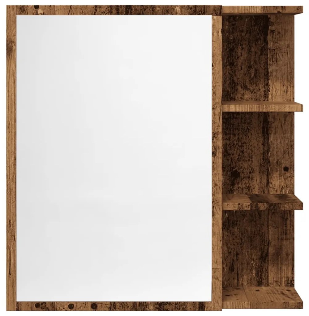 antik fa színű szerelt fa tükrös szekrény 62,5 x 20,5 x 64 cm
