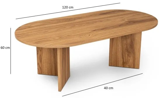 Kávésasztal OVAL 60x120 cm barna