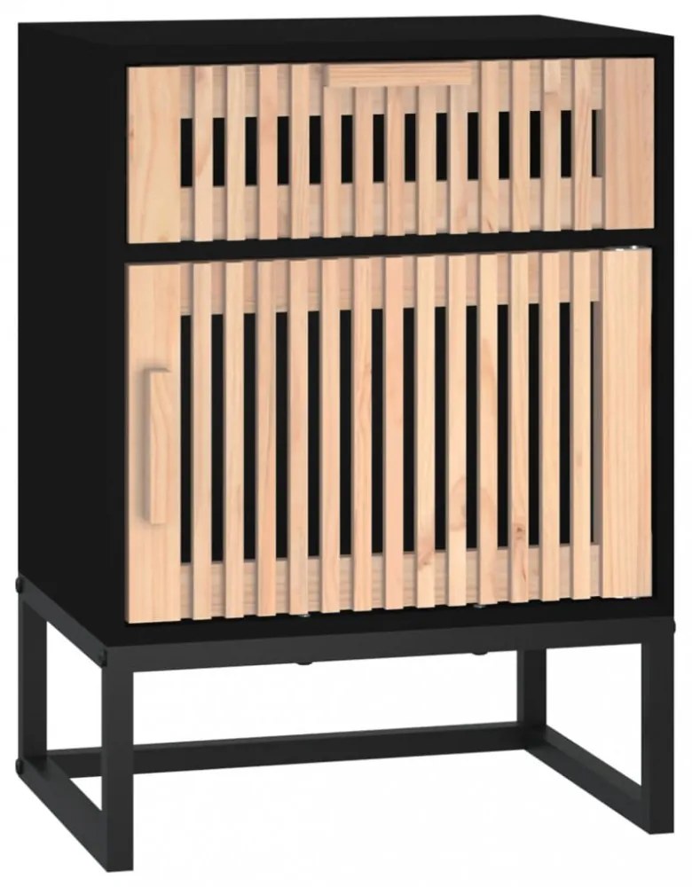 2 db fekete szerelt fa és vas éjjeliszekrény 40x30x55,5 cm