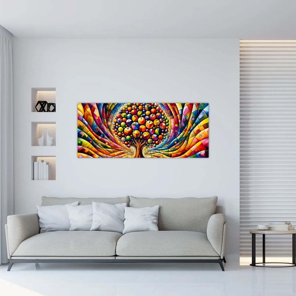 Kép – Színes fa almákkal (120x50 cm)