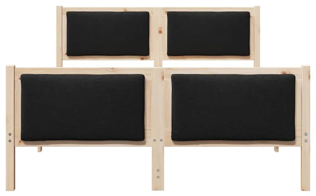 Ágykeret fejtámlával Fekete 150 x 200 cm szövet